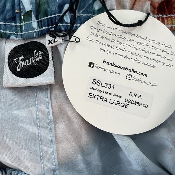 Franks Swim X-Large Board Shorts Hawaiian Floral Elastic Waist Pockets Quick Dry - Picture 4 of 5